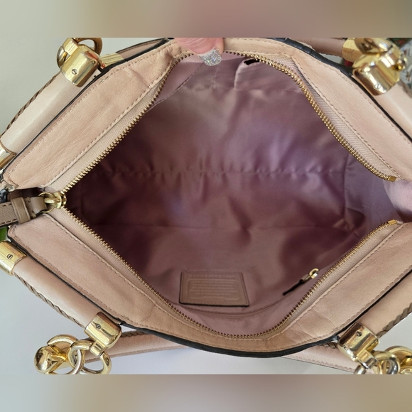Coach Madison Pinnacle Carrie Satchel Blush Leather Zig Zag Perforated - Picture 15 of 16